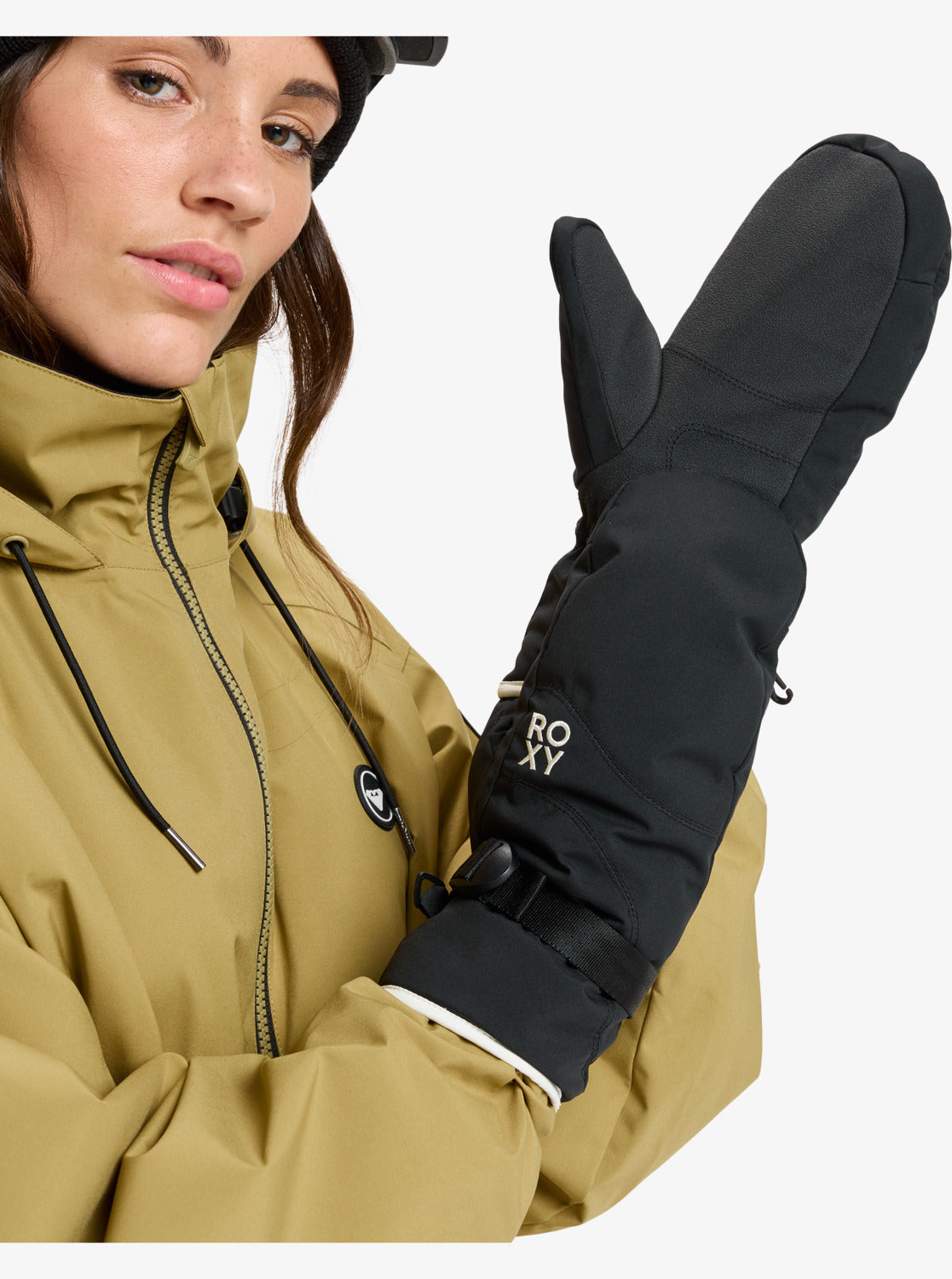 Roxy ženske smučarske rokavice Jetty Solid Mitt – na modelu